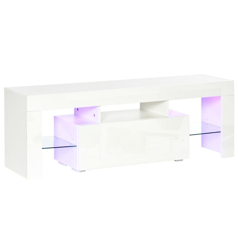 HOMCOM TV Stand High Gloss with LEDs 130cm - White