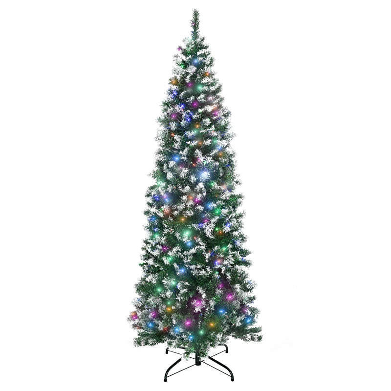 HOMCOM Christmas Tree Slim 6' with 300 Multi Coloured LED Lights