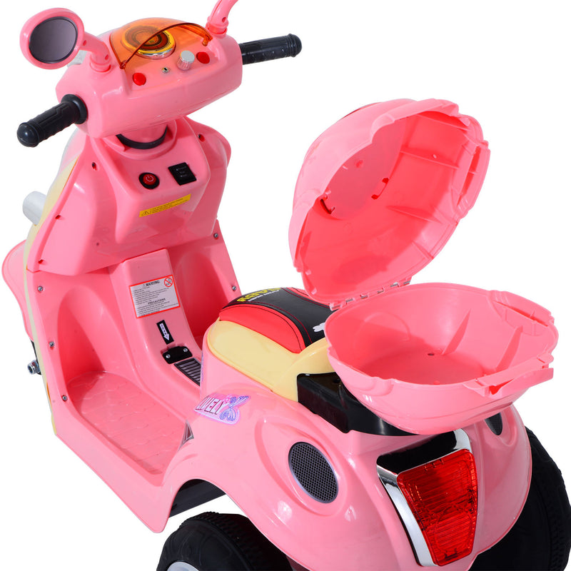 HOMCOM Electric Ride on Toy Tricycle Car - Pink