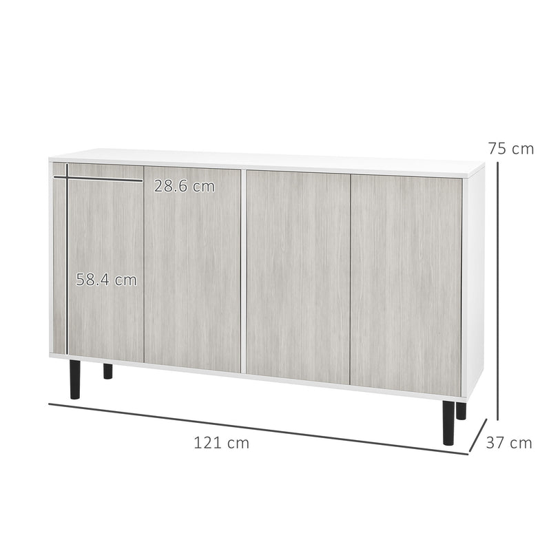 HOMCOM Sideboard Storage Cabinet for Living Room with Adjustable Shelves White