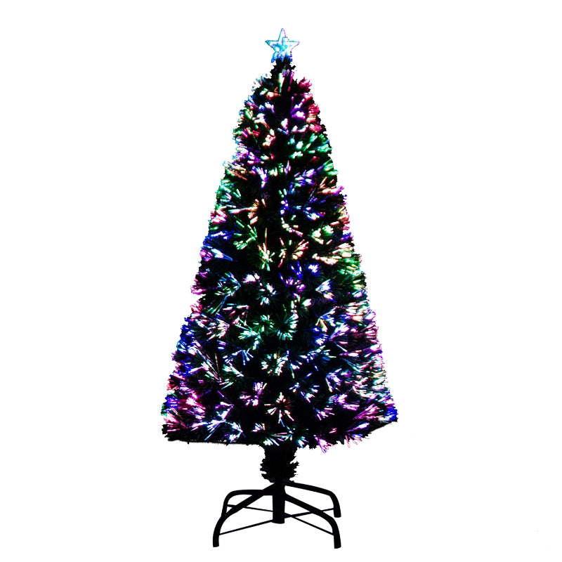 HOMCOM Christmas Fibre Optic Tree 5' with Blue Star