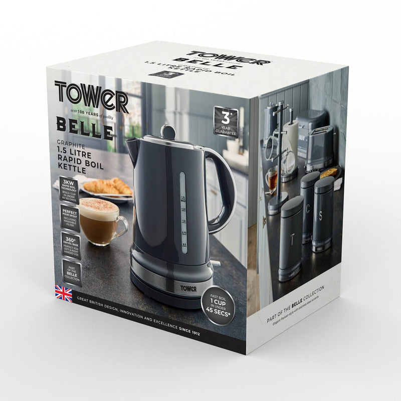 Tower Belle Collection 1.5 Litre Kettle - Grey