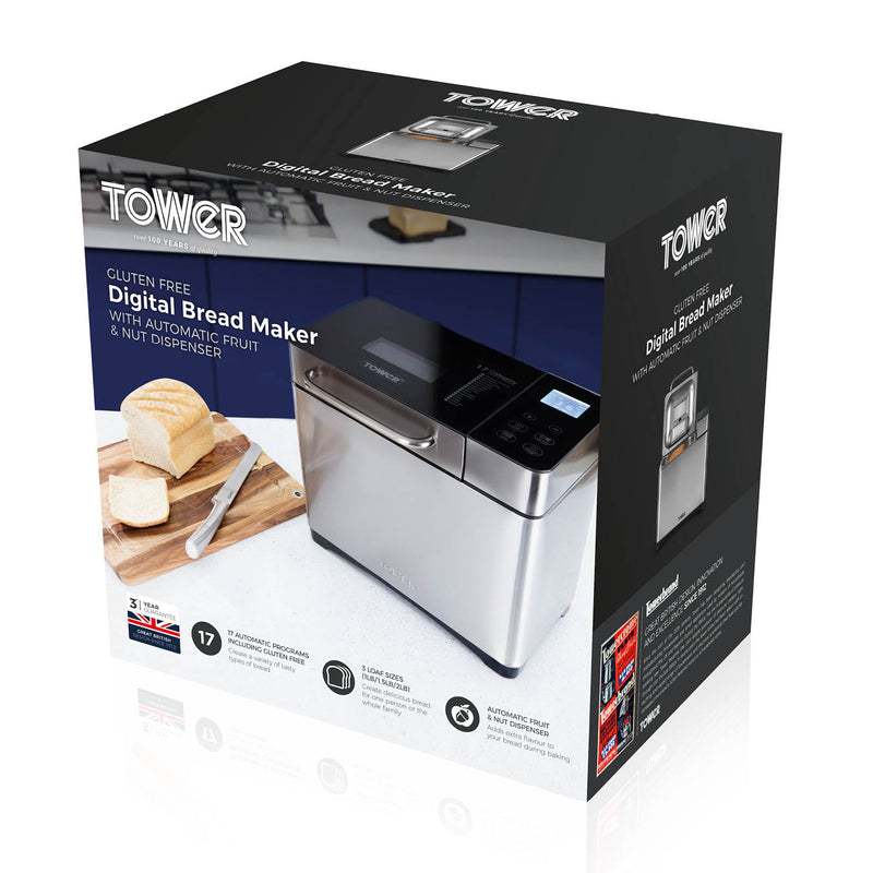 Tower Gluten Free Digital Bread Maker with Nut Dispenser