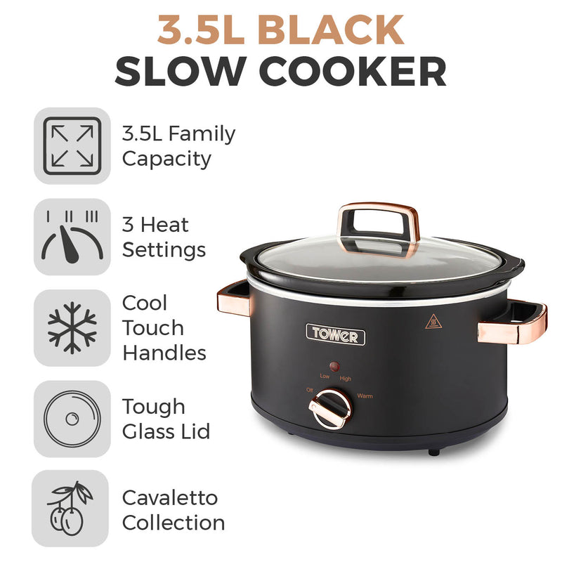 Tower Cavaletto 3.5 Litre Slow Cooker - Black