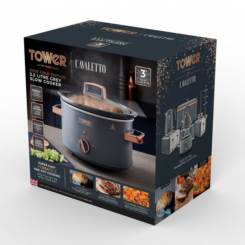 Tower Cavaletto 3.5 Litre Slow Cooker - Grey