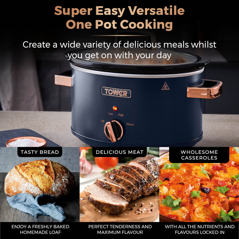 Tower Cavaletto 3.5 Litre Slow Cooker - Midnight Blue