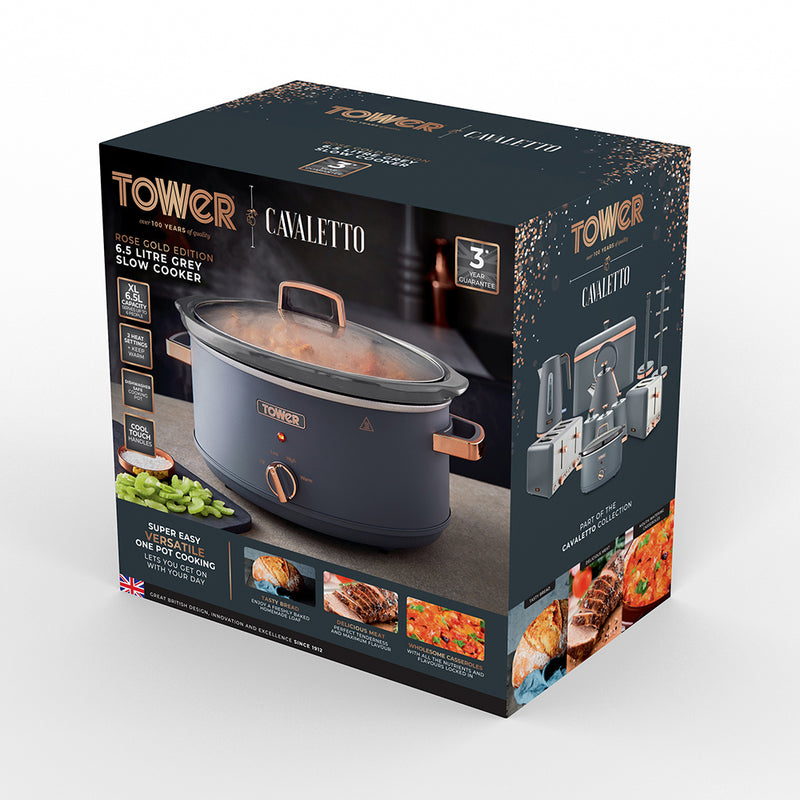 Tower Cavaletto 6.5L Slow Cooker - Grey