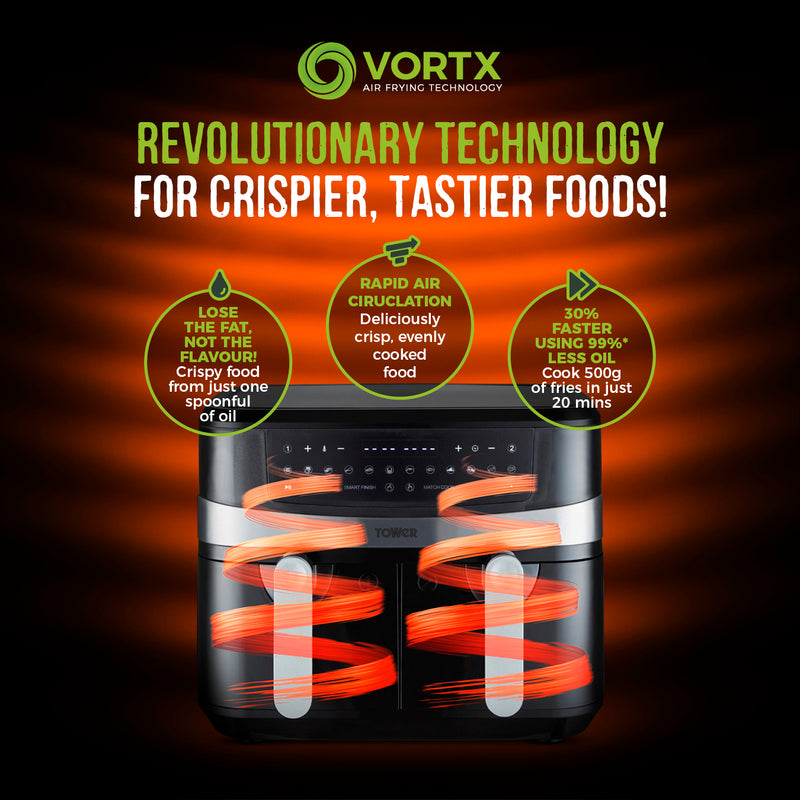 Tower Vortx Dual Basket Air Fryer 9L