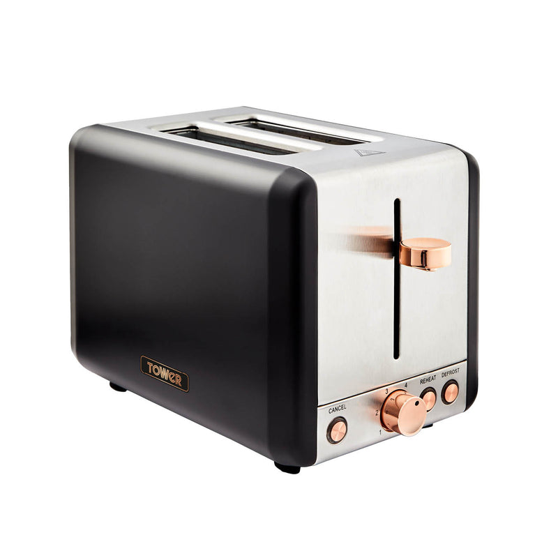 Tower Cavaletto 2 Slice Stainless Steel Toaster - Black