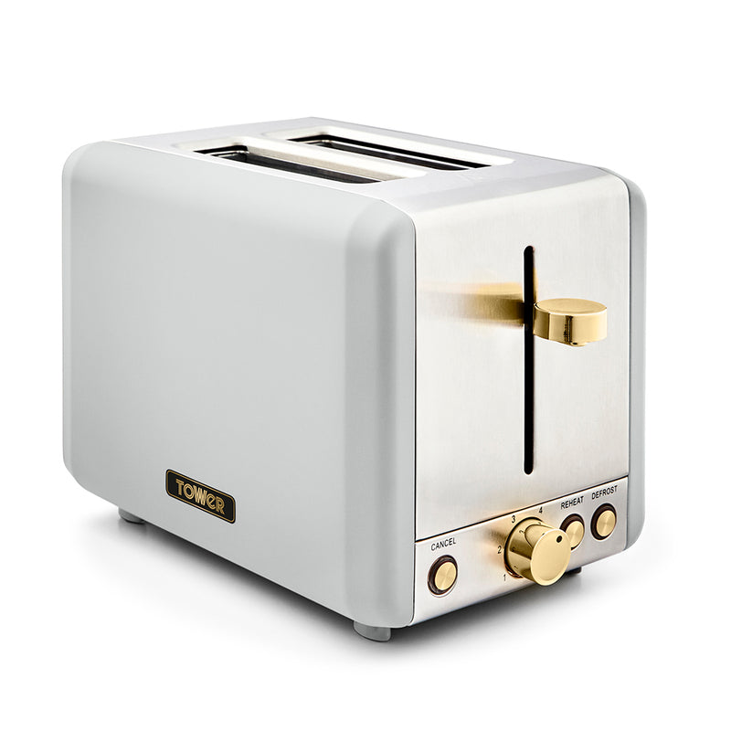 Tower Cavaletto 2 Slice Stainless Steel Toaster - White