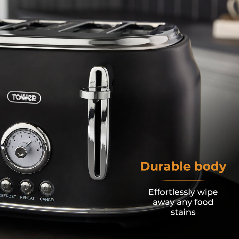 Tower Renaisance 4 Slice Toaster - Black