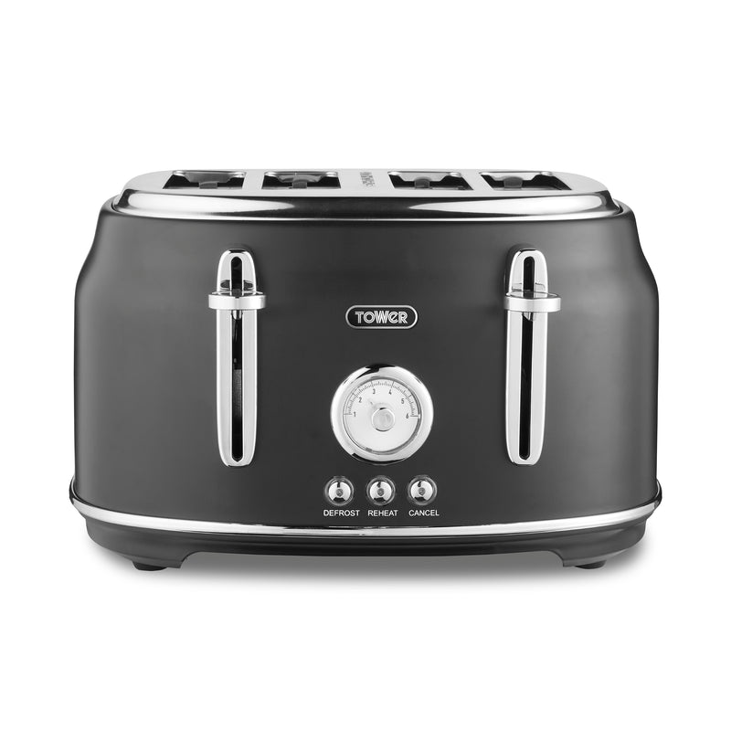 Tower Renaisance 4 Slice Toaster - Black