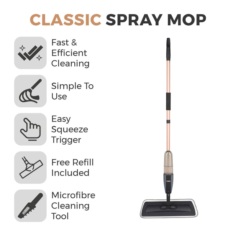 Tower Classic Spray Mop - Black/Blush Gold