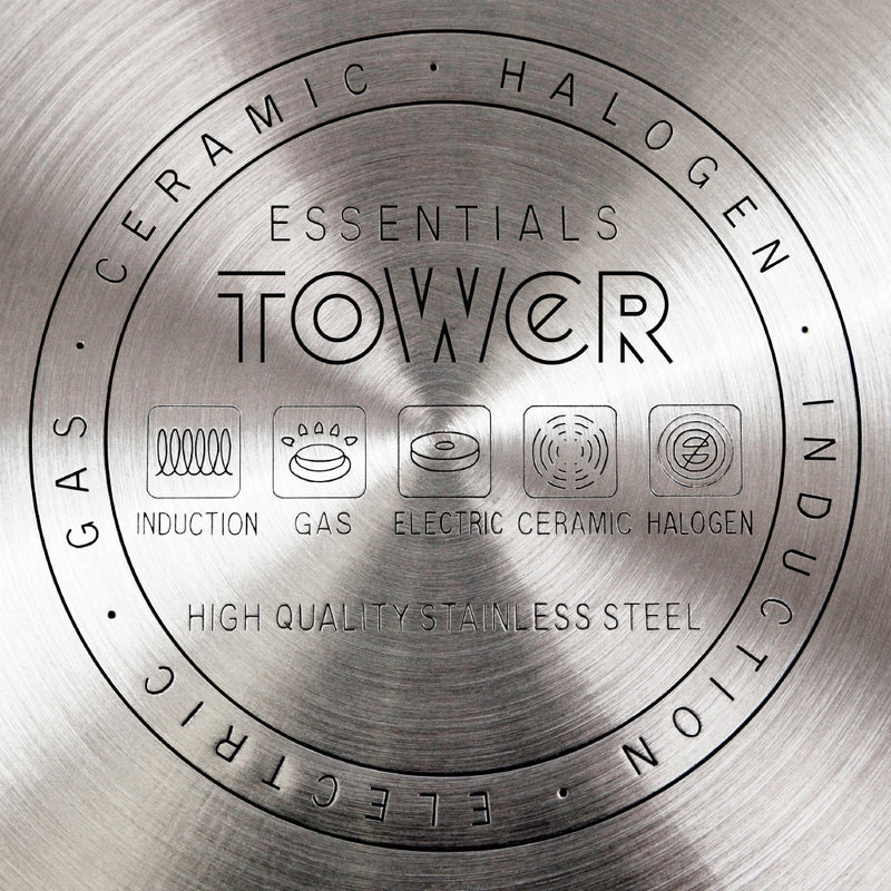 Tower Essentials 24cm Stainless Steel Casserole Pan - Silver