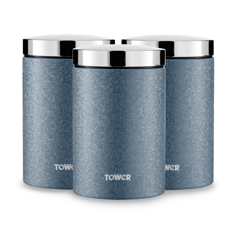 Tower Ice Diamond Set of 3 Canisters - Blue