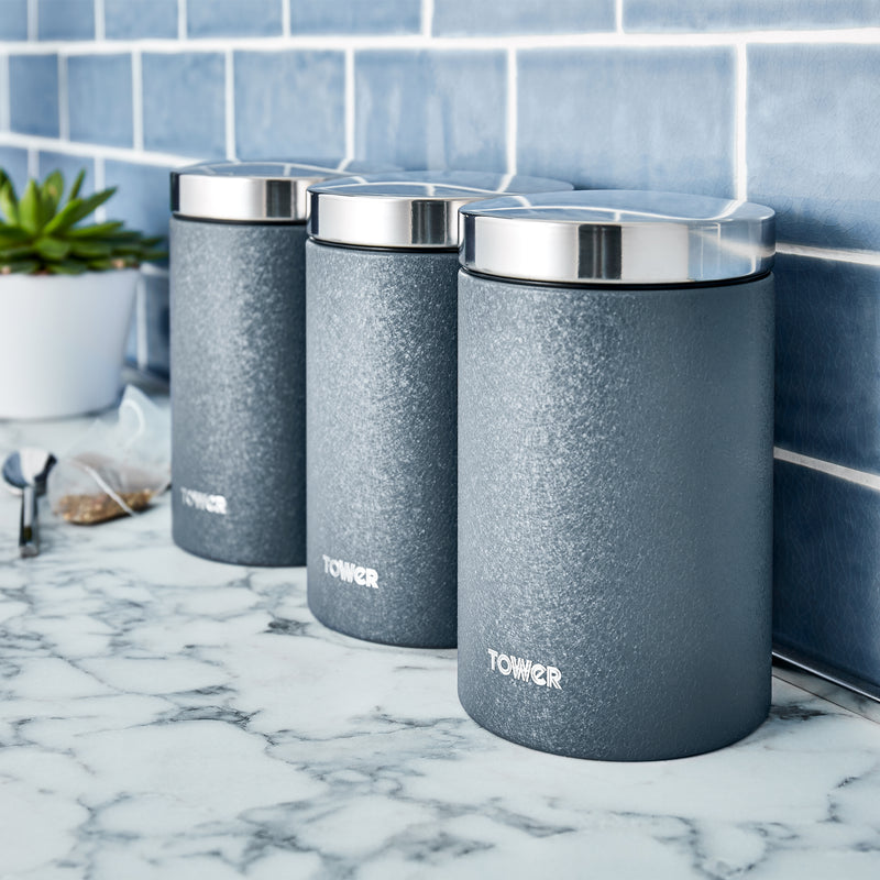 Tower Ice Diamond Set of 3 Canisters - Blue