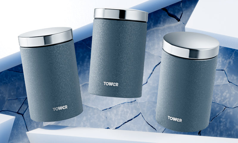 Tower Ice Diamond Set of 3 Canisters - Blue