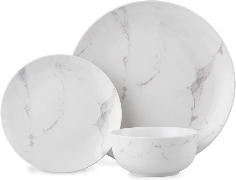 marble dinner plate set with dinner plate, side plate and bowl