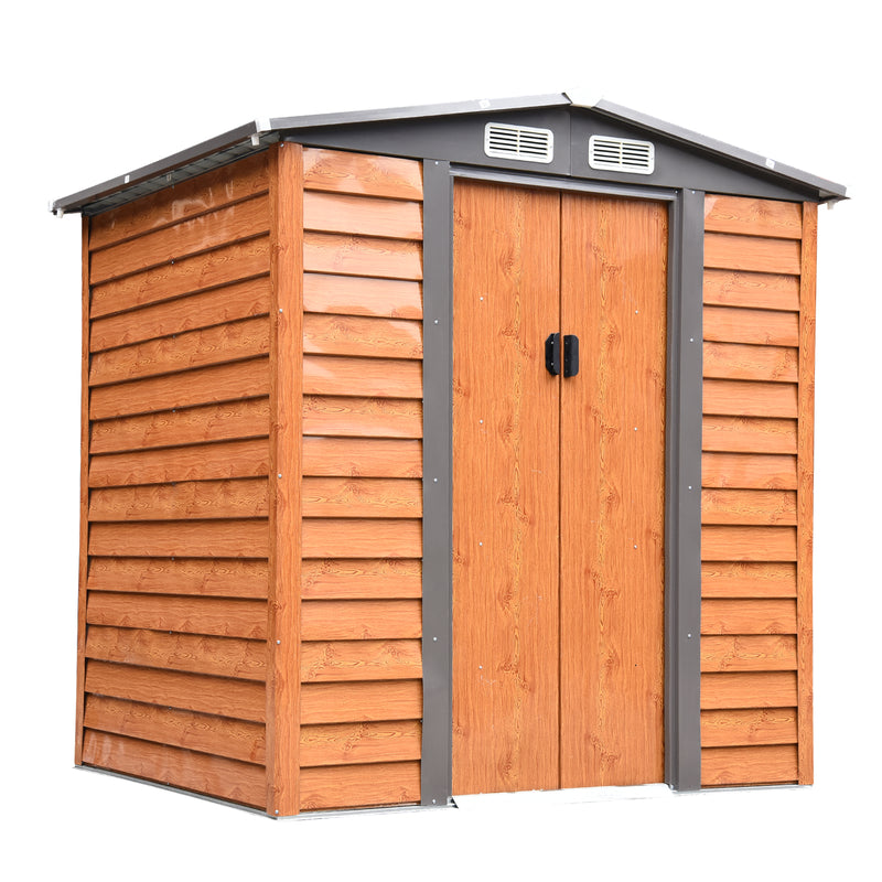 Outsunny 6.5x5.2ft Garden Shed Wood Effect Tool Storage Sliding Door Wood Grain