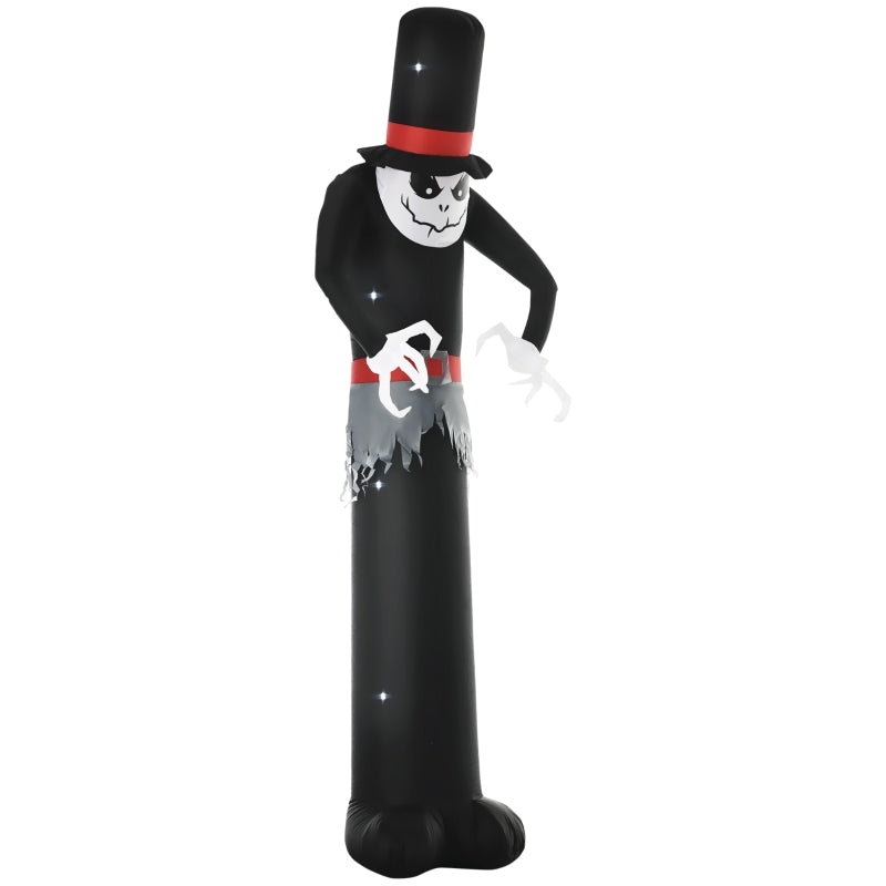 Inflatable Halloween Skinny Ghost in a Tall Hat, Blow-Up Outdoor LED Display for Garden