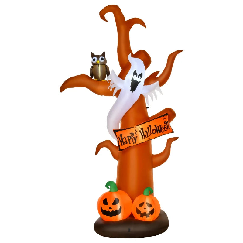 Halloween Inflatable Tree with Ghost and Pumpkins 9'