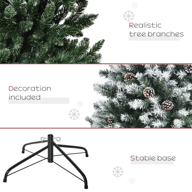 HOMCOM Christmas Tree Slim 5' with Pinecones