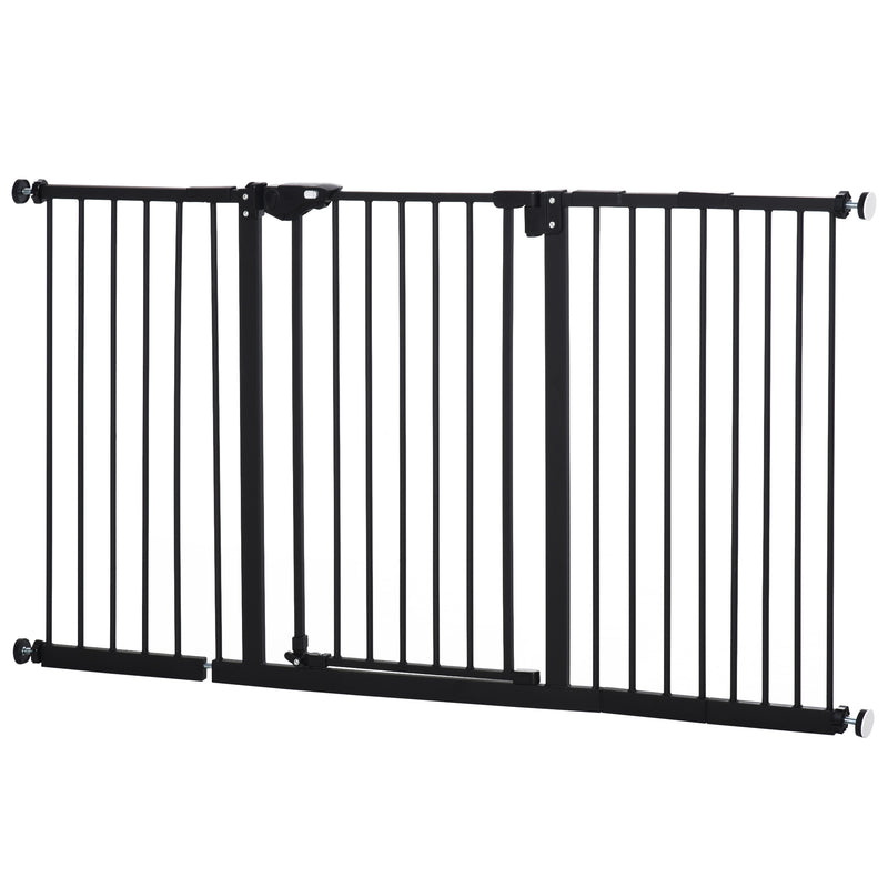 PawHut Adjustable Safety Gate w/ 3 Extensions and Four Adjustable Screws, Black