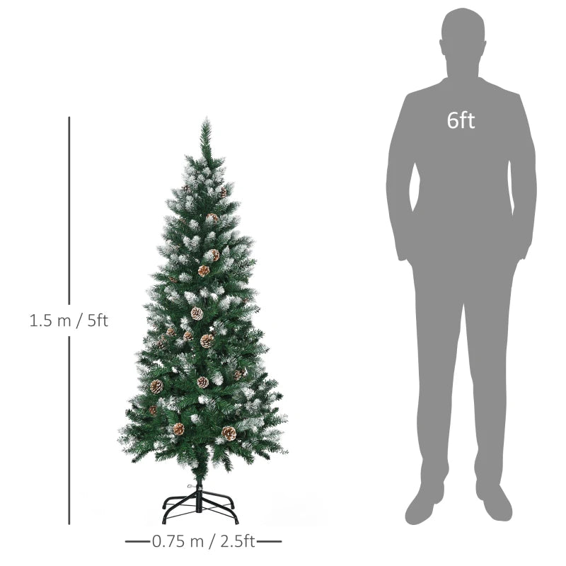 HOMCOM Christmas Tree Snow Dipped Slim 5'