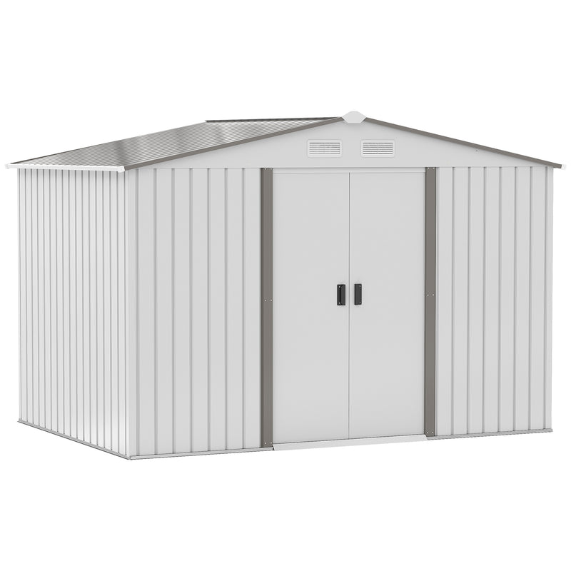 Outsunny 9 X 6FT Outdoor Storage Garden Shed, Galvanised Metal, Silver