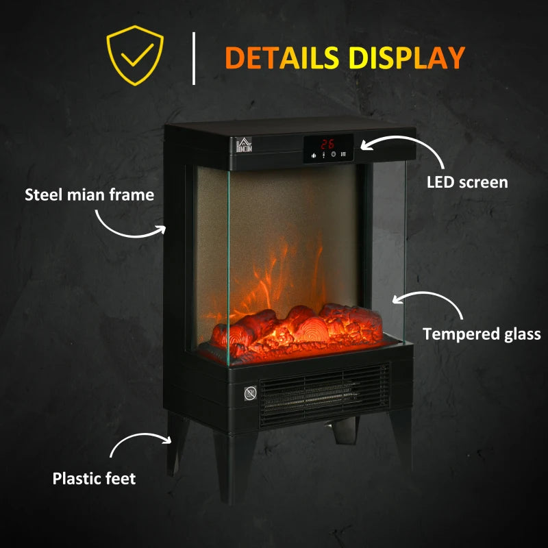 HOMCOM Electric Fireplace Heater- Black