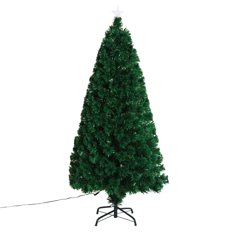 HOMCOM Christmas Fibre Optic Tree 5' with Blue Star