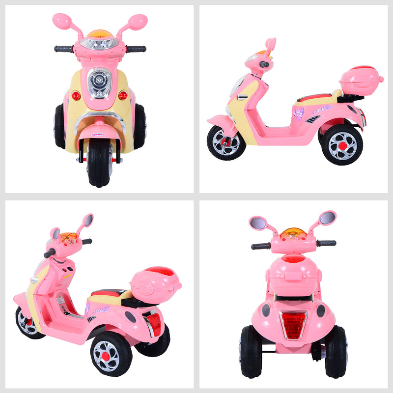 HOMCOM Electric Ride on Toy Tricycle Car - Pink