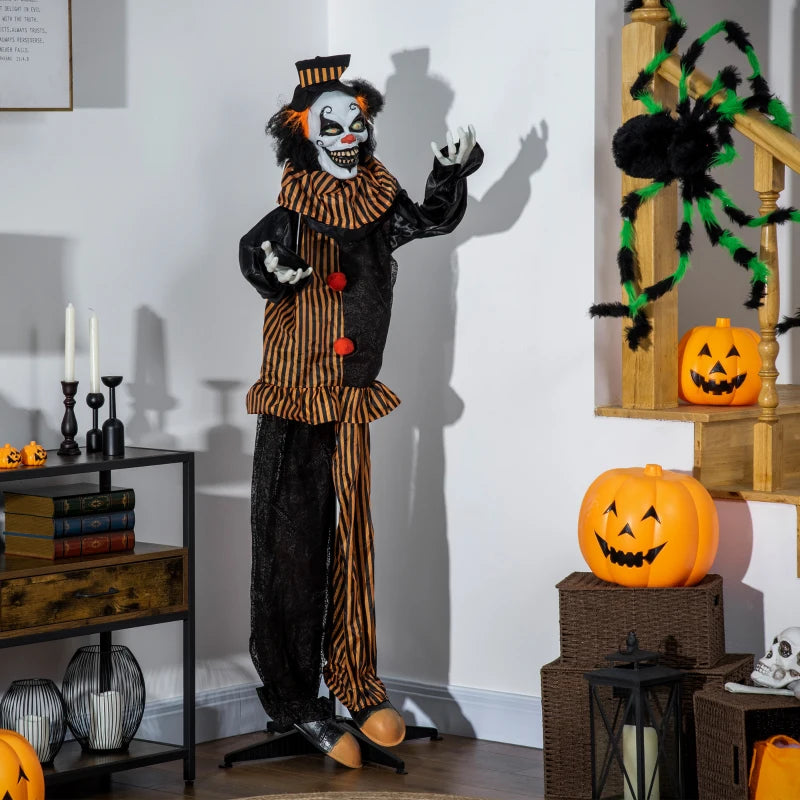 Halloween Outsunny 67" Life Size Outdoor Talking Circus Clown Light Up Eyes, Laughter