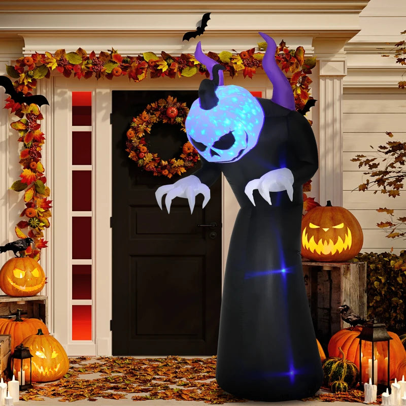 Halloween Inflatable Ghost with scary 7ft Horns LED display