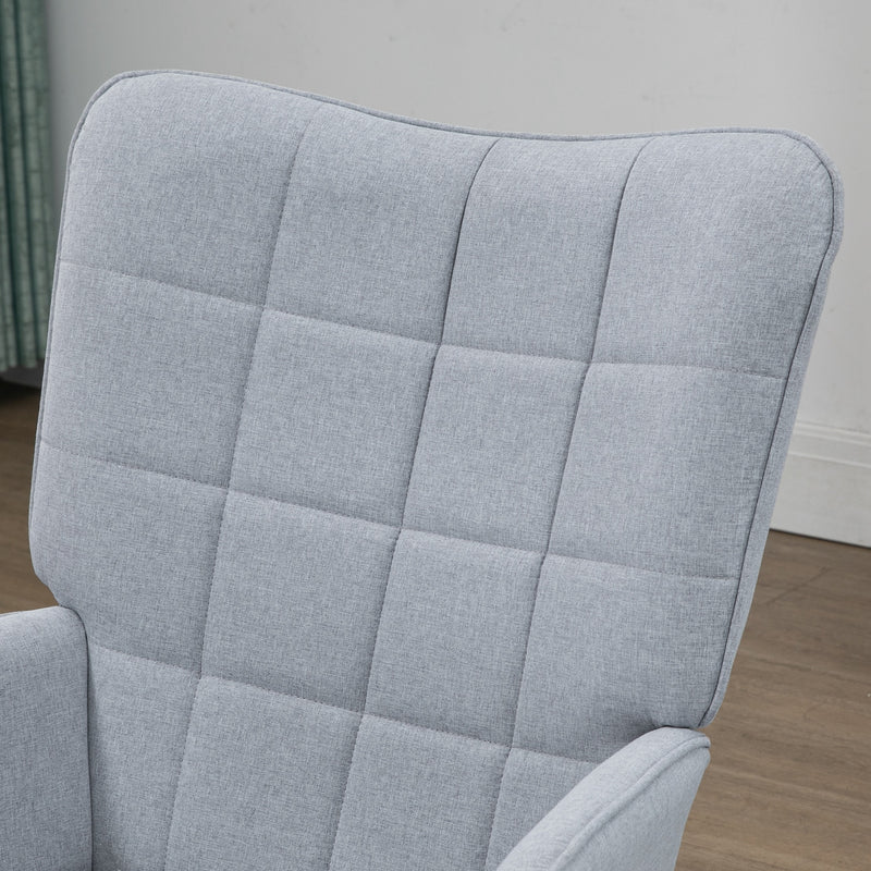 HOMCOM Living Room Chair with Footstool and Steel Legs, Light Grey