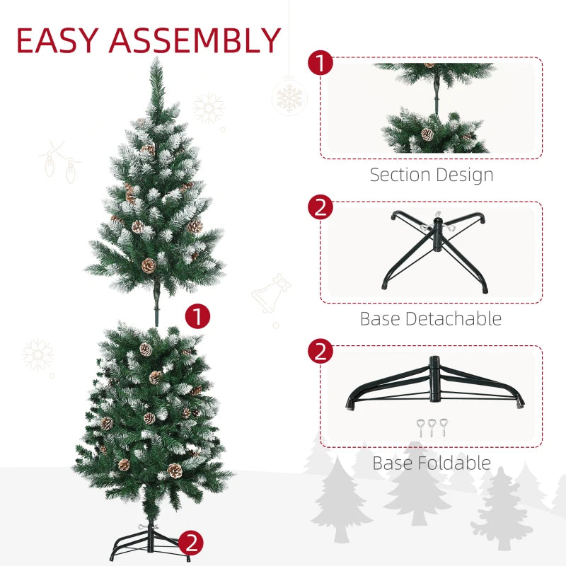 HOMCOM Christmas Tree Snow Dipped Slim 5'