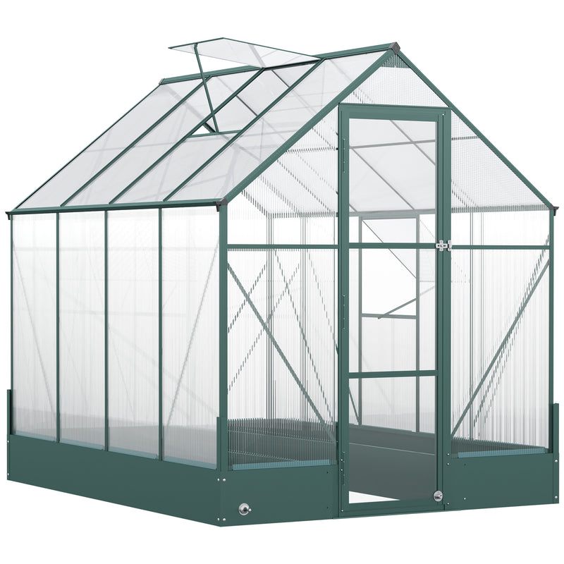 Outsunny Walk-in Greenhouse Garden Polycarbonate Aluminium w/ Smart Window 6x8ft