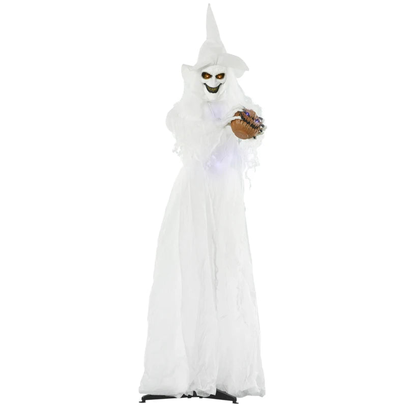 Halloween White Witch Holding Pumpkin Head 72" Life Size