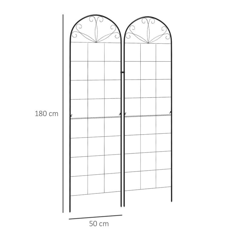 Outsunny Set of 2 Metal Trellis for Climbing Plants, Grid Design