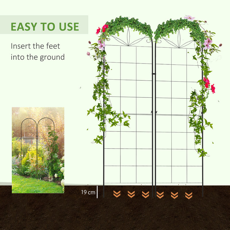 Outsunny Set of 2 Metal Trellis for Climbing Plants, Grid Design