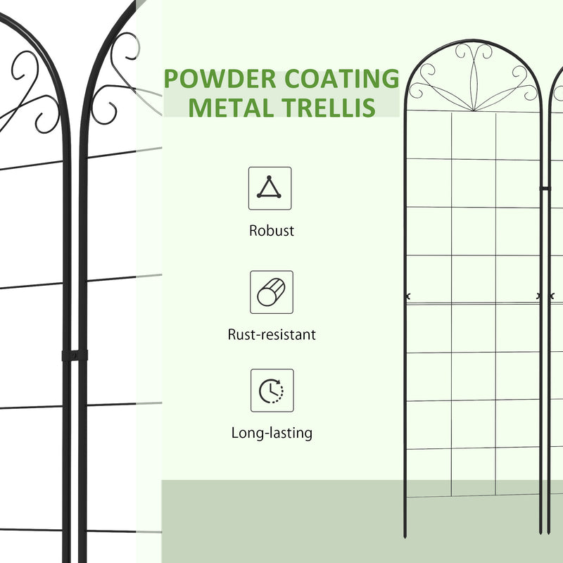 Outsunny Set of 2 Metal Trellis for Climbing Plants, Grid Design