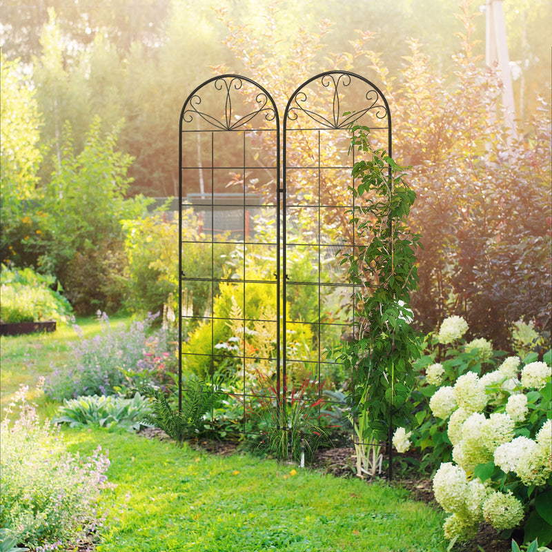 Outsunny Set of 2 Metal Trellis for Climbing Plants, Grid Design