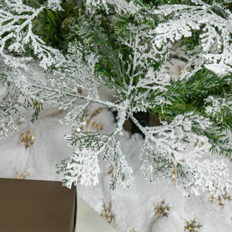 HOMCOM Christmas Tree Pencil Snow Flocked 6' with Realistic Cypress Branches