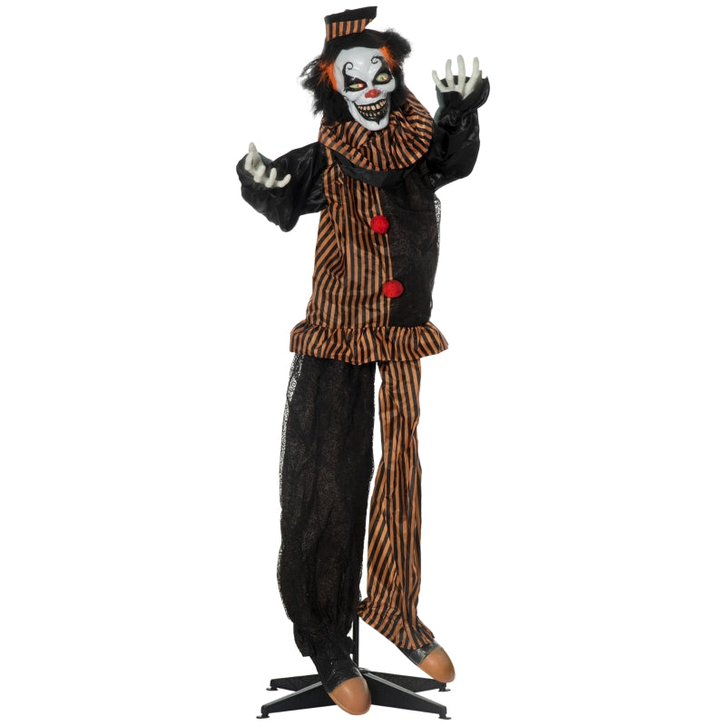 Halloween Outsunny 67" Life Size Outdoor Talking Circus Clown Light Up Eyes, Laughter