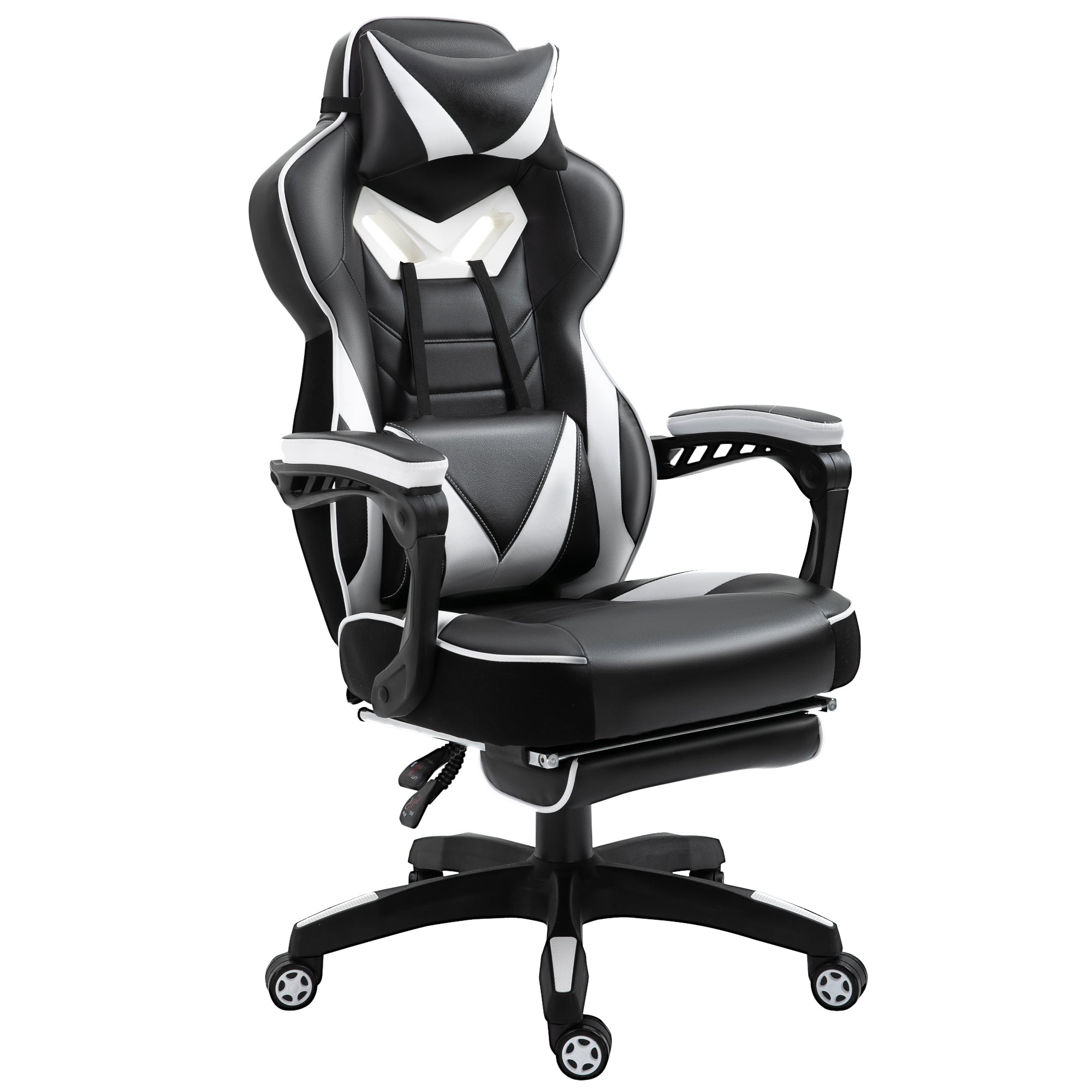 Vinsetto White Gaming Chair Ergonomic Reclining Manual Footrest Wheels