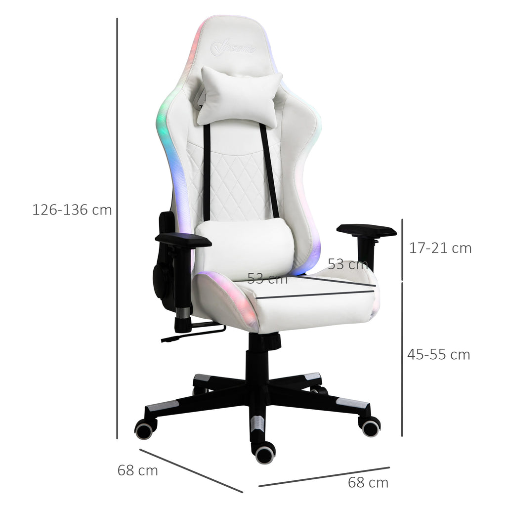 Vinsetto Gaming Chair with RGB LED Light 2D Arm Lumbar Support