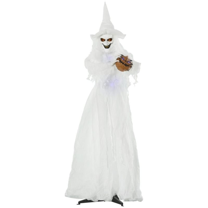 Halloween White Witch Holding Pumpkin Head 72" Life Size