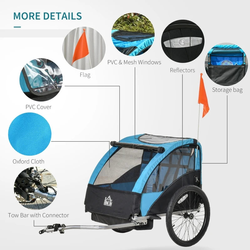 HOMCOM Bicycle Trailer with 2 Wheels - Blue