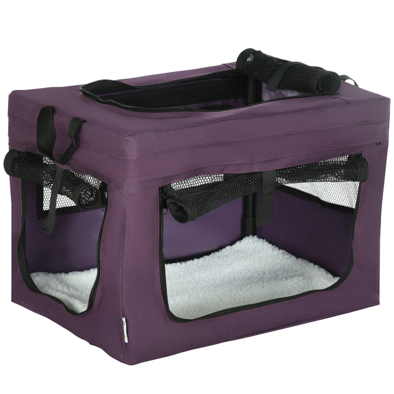 PawHut 48.5cm Soft Side Pet Carrier w/ Cushion, for Miniature Dogs - Purple