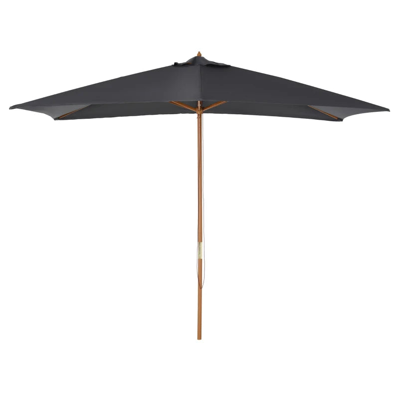 Outsunny 2.5 m Square Wood Umbrella Parasol - Dark Grey